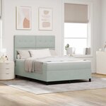 Lit Box Spring vidaXL avec matelas Gris clair 140x200 cm Velours