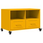 vidaXL Meuble TV jaune moutarde 68x39x43 5 cm acier