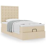 vidaXL Cadre de lit ottoman avec matelas crème 90x190 cm tissu