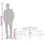 vidaXL Table de pique-nique pour 6 enfants avec bancs hexagonal sapin