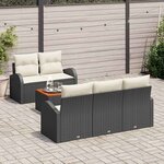vidaXL Ensemble de canapé de jardin 6 Pièces Noir Poly rotin
