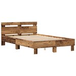 vidaXL Cadre de Lit en Bois d'Ingénierie Bois Vieilli 135 x 190 cm Durable