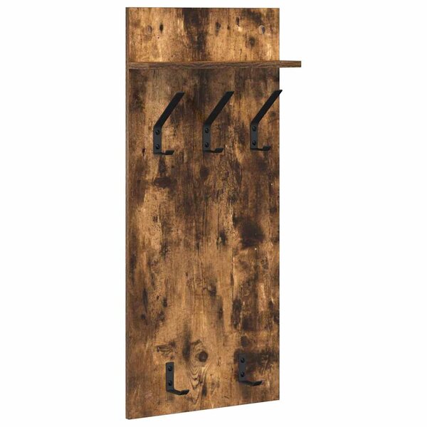 vidaXL Porte-manteau mural avec étagère Chêne fumé 90 x 40 x 10 cm