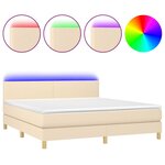 vidaXL Sommier à lattes de lit avec matelas LED Crème 180x200 cm Tissu