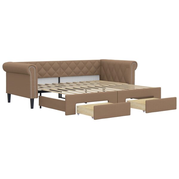 vidaXL Lit de jour avec lit gigogne et tiroirs cappuccino 90x200 cm