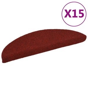 vidaXL Tapis d'escalier autocollants 15 pièces 56 x 17 x 3 cm Rouge bordeaux Demi-rond