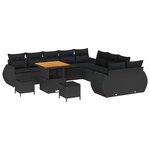 vidaXL Ensemble de canapé de jardin avec coussin 13 Pièces Noir