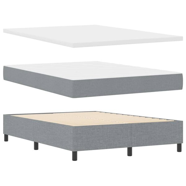 vidaXL Lit à ressorts avec matelas Gris clair 140 x 190 cm tissu