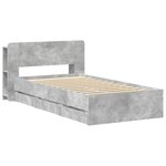 vidaXL Cadre de lit avec rangement Gris béton 90 x 190 cm