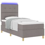 vidaXL Lit à ressort LED avec matelas Taupe 90 x 190 cm tissu