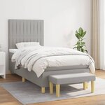 vidaXL Sommier à lattes de lit et matelas Gris clair 90x190 cm Tissu