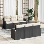 vidaXL Ensemble de canapé de jardin 7 Pièces Noir  blanc
