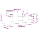 Canapé 3 places vidaXL Grise foncé 178 cm Tissu
