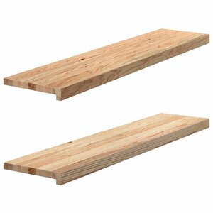 vidaXL Marches d'escalier 2 Pièces non traité bois de chêne massif