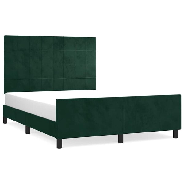 vidaXL Cadre de lit sans matelas vert foncé 140x190 cm velours