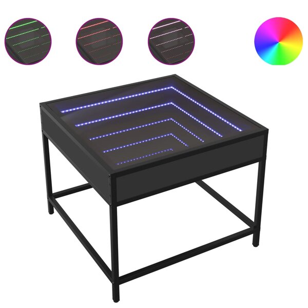 vidaXL Table basse avec LED Infinity noir 50x50x41 cm