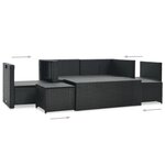 vidaXL Salon de jardin 6 Pièces avec coussins résine tressée noir