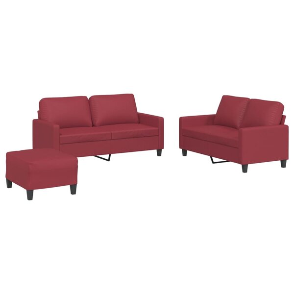 vidaXL Ensemble de canapés 3 Pièces et coussins Rouge bordeaux Similicuir
