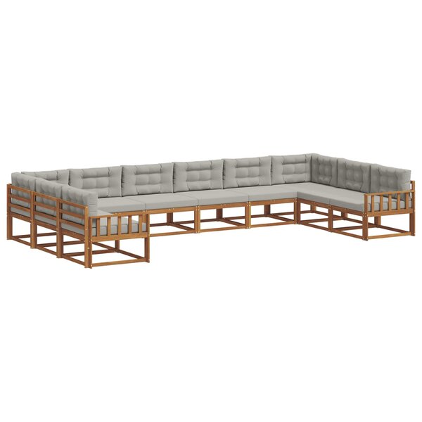 vidaXL Ensemble de canapés d'extérieur 10 pc Gris Naturel et Clair