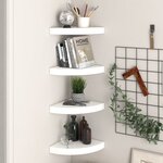 vidaXL Étagères d'angle flottantes 4Pièces blanc brillant 25x25x3 8cm MDF
