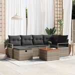 vidaXL Ensemble de canapé de jardin avec coussin 7 Pièces Gris Poly rotin