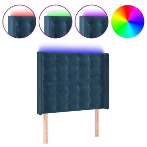 vidaXL Tête de lit à LED Bleu foncé 93x16x118/128 cm Velours