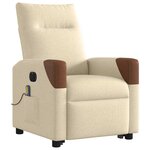 vidaXL Fauteuil inclinable de massage électrique Crème Tissu