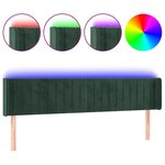 vidaXL Tête de lit à LED Vert foncé 183x16x78/88 cm Velours