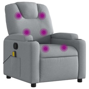 vidaXL Fauteuil de massage inclinable Gris clair Tissu