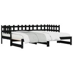 vidaXL Lit coulissant sans matelas noir 2x(90x200) cm Bois massif