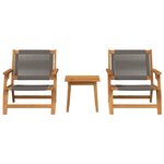 vidaXL Chaises de jardin avec table 3 Pièces Gris 45 x 45 x 40 cm