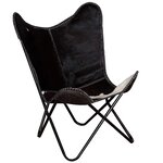 vidaXL Chaise papillon noir et blanc cuir de vache