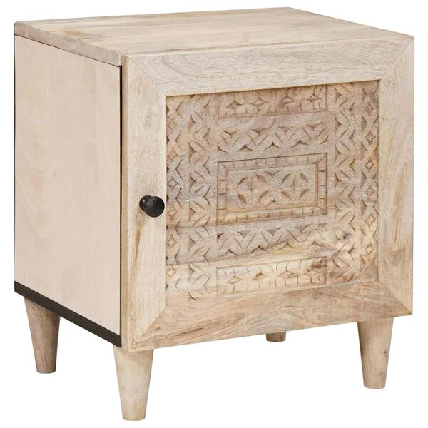vidaXL Table de chevet Beige 40 x 33 x 46 cm bois de manguier massif