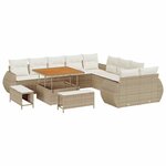 vidaXL Ensemble de canapé de jardin avec coussin 13 Pièces beige et crème