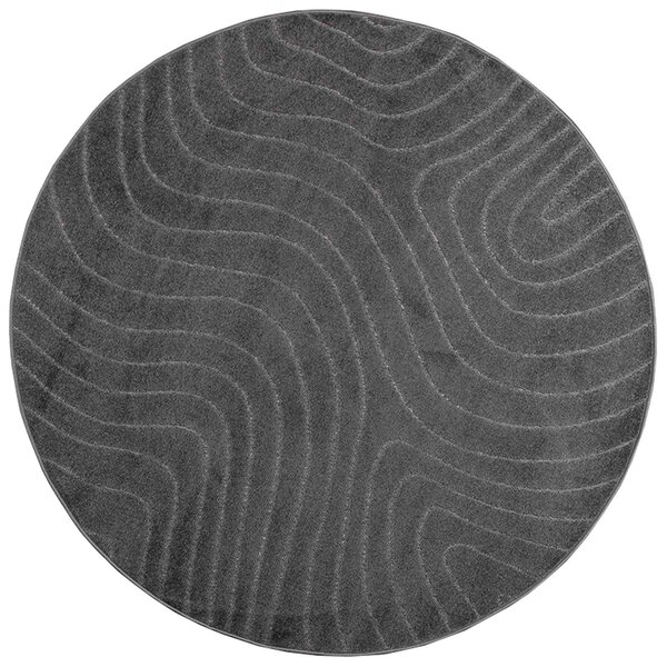 vidaXL Tapis de surface Rond HUARTE Anthracite Ø 120 CM Polyester