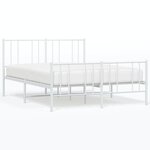 vidaXL Cadre de lit métal avec tête de lit/pied de lit blanc 160x200cm