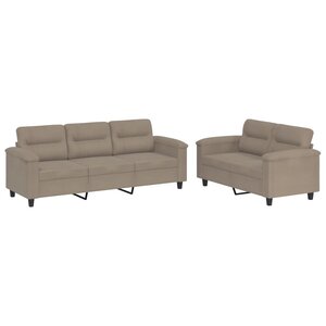 vidaXL Ensemble de canapés 2 Pièces avec coussins taupe tissu microfibre