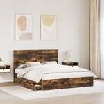 vidaXL Lit de Rangement Chêne fumé 160 x 200 cm Bois d'ingénierie