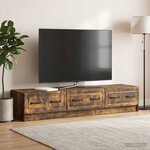 vidaXL Meuble TV 147 x 34 5 x 27 cm Chêne fumé Bois d'ingénierie