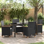 vidaXL Ensemble de salle à manger pour jardin 5 Pièces Noir polyrotin