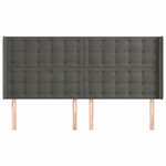vidaXL Tête de lit avec oreilles Gris foncé 203x16x118/128 cm Velours