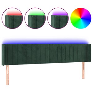 vidaXL Tête de lit à LED Vert foncé 183x16x78/88 cm Velours