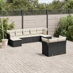 vidaXL Salon de jardin 9 Pièces avec coussins noir résine tressée