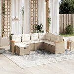 vidaXL Salon de jardin avec coussins 7 Pièces beige résine tressée