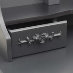 vidaXL Coiffeuse avec tabouret et miroir pliable en 3 Gris