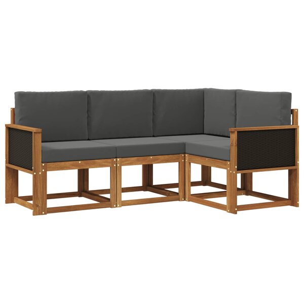 vidaXL Ensemble de canapés d'extérieur 4 pc Naturel et Anthracite