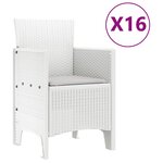 vidaXL Ensemble de salle à manger pour jardin 17 Pièces Blanc Rattan Polt