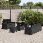 vidaXL Ensemble de canapé de jardin avec coussin 8 Pièces Noir