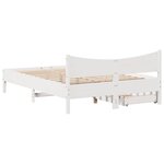 vidaXL Cadre de lit avec tiroirs blanc 135x190 cm bois de pin massif