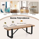 Banc d'entrée de 152 5 cm de long avec structure métallique rangement à chaussures rustique en bois capacité de charge 300 kg naturel 20_0007794